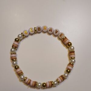 Be Brave Gold and Pink Beaded Bracelet